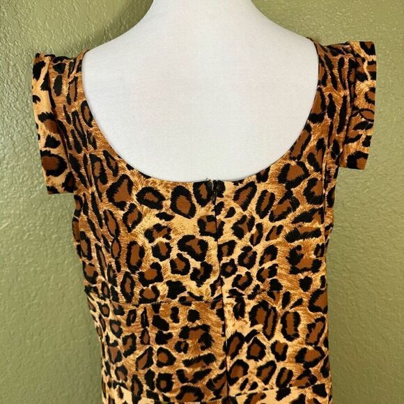 Lady De Couture Women's 2X Wrap Front Leopard Print Midi Brown Vintage Mobwife - Picture 5 of 6